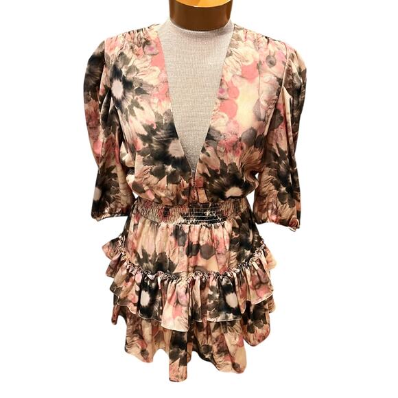 Womens Size XS MISA Los Angeles Lilah Dress Pink Green Spring - Picture 2 of 9